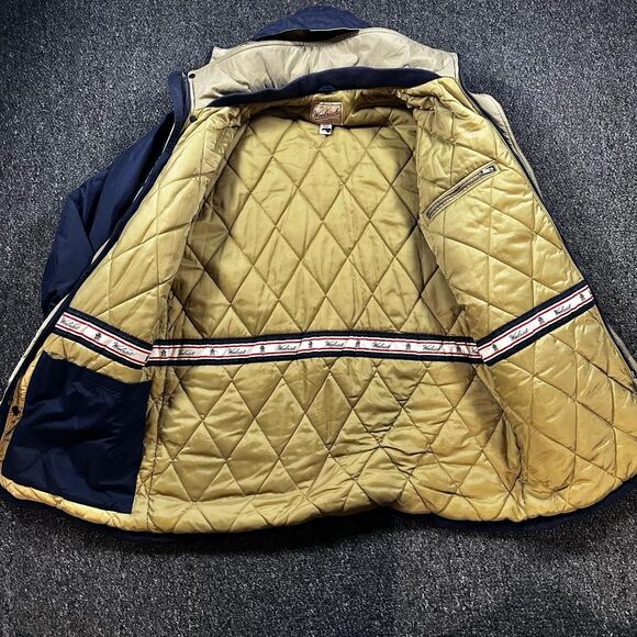 Vintage Woolrich Puffer Parka Men’s Large Navy Blue Quilted Liner Hooded Winter - Picture 3 of 5